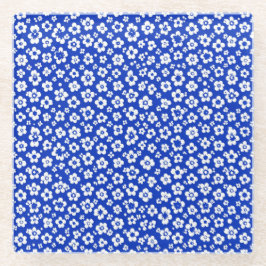 small White Floral Pattern  ガラスコースター