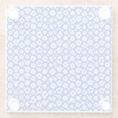 small White Floral Pattern  ガラスコースター (裏面)