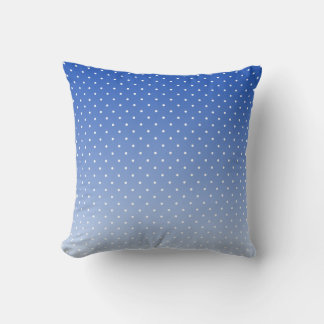 Small White Polka Dots-Ombre Blue Throw Pillow  クッション