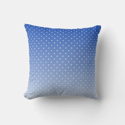 Small White Polka Dots-Ombre Blue Throw Pillow  クッション (正面)