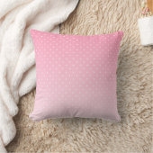 Small White Polka Dots-Ombre Pink Throw Pillow クッション (ブランケット)