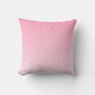 Small White Polka Dots-Ombre Pink Throw Pillow クッション