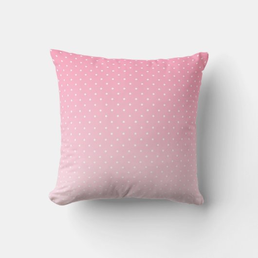 Small White Polka Dots-Ombre Pink Throw Pillow クッション (正面)