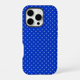 Small White Polka Dots on Cobalt Blue Phone Case iPhone 16 Proケース