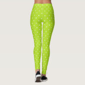 Small white polka dots on lime green leggings  レギンス (裏面)