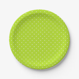Small White Polka Dots on Lime Green Paper Plate ペーパープレート