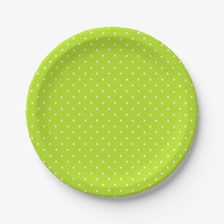 Small White Polka Dots on Lime Green Paper Plate ペーパープレート