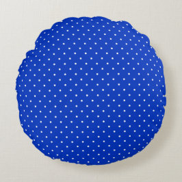 Small White Polkadots on Cobalt Blue Round Pillow ラウンドクッション