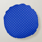 Small White Polkadots on Cobalt Blue Round Pillow ラウンドクッション (裏面)