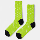 Small White Polkadots On Lime Green Crew Socks ソックス (左)