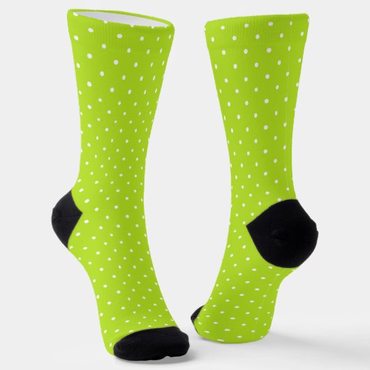 Small White Polkadots On Lime Green Crew Socks ソックス (傾斜あり)