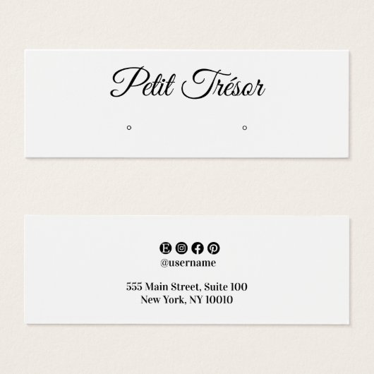 Small White Script  Stud Earring Display (正面&裏面)