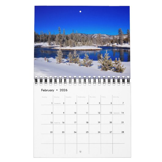 Small Yellowstone Park Calendar カレンダー (2月 2026)