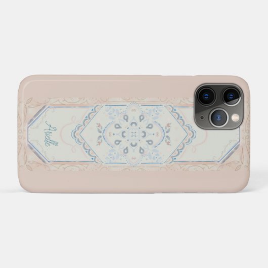 smallCUSTOM NAME Delicate Seashell Medallion, Case-Mate iPhoneケース (裏面(横))