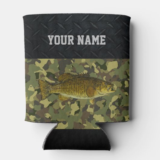 Smallmouth Bass魚釣り名堅牢迷彩柄 缶クーラー (裏面)