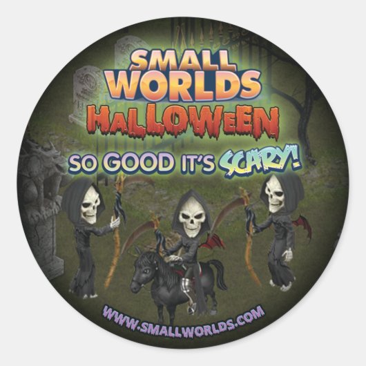 SmallWorldsハロウィーン死神ステッカー ラウンドシール (正面)