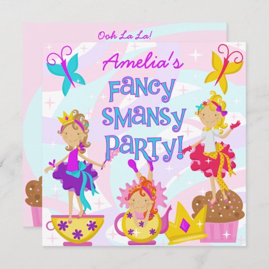 Smansyのファンシーなバースデーパーティ招待状 招待状 (正面/裏面)