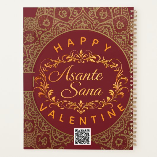 Smart Asante Sana Valentine Gold Art & Custom QR プランナー手帳 (裏面)