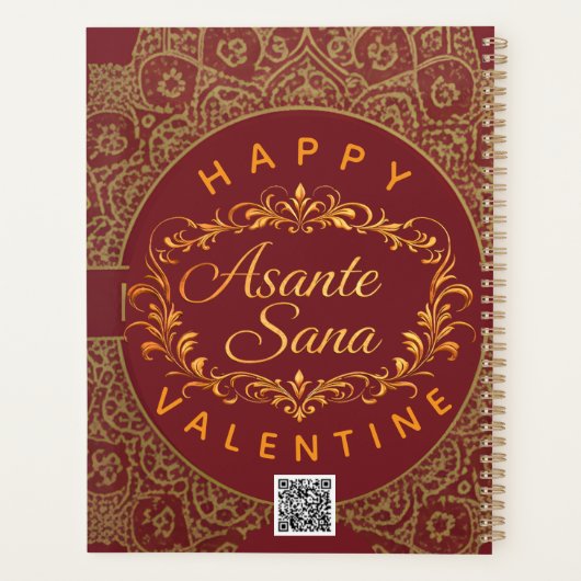 Smart Asante Sana Valentine Gold Art & Custom QR プランナー手帳 (裏面)