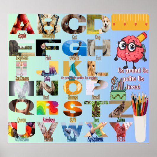 Smart Brain Back to School Poster for Kids’ Room ポスター (正面)