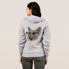 "Smart Cat Design with Glasses パーカ