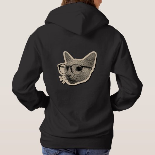 "Smart Cat Design with Glasses パーカ (裏面)