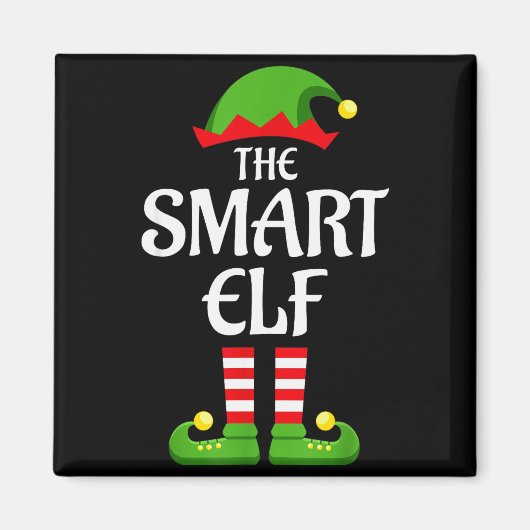 Smart Elf Family Matching Group Christmas マグネット (正面)
