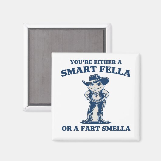 Smart Fella or Fart Smella Retro Frog Meme Funny マグネット (正面/裏面)