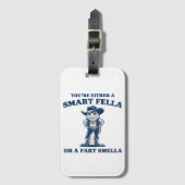 Smart Fella or Fart Smella Retro Frog Meme Funny ラゲッジタグ (正面縦)