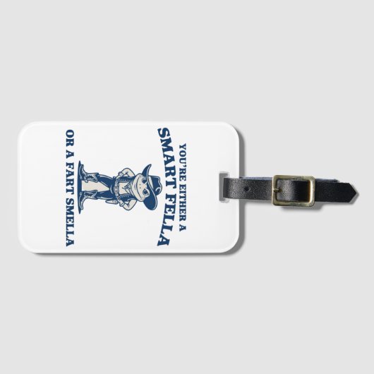 Smart Fella or Fart Smella Retro Frog Meme Funny ラゲッジタグ (正面横)