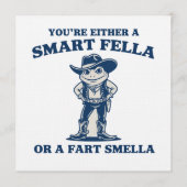 Smart Fella or Fart Smella Retro Frog Meme Funny 招待状 (正面)