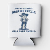 Smart Fella or Fart Smella Retro Frog Meme Funny 缶クーラー (正面)