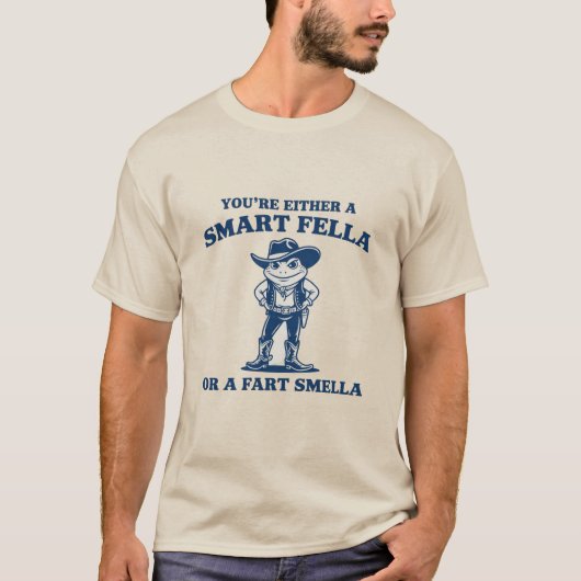 Smart Fella or Fart Smella Retro Frog Meme Funny Tシャツ (正面)