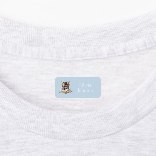 Smart Kitten with Glasses Blue Name ラベル (貼付)