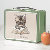 Smart Kitten with Glasses Personalized メタルランチボックス (インサイチュ)