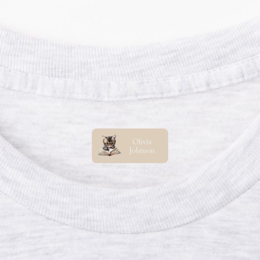 Smart Kitten with Glasses Personalized Neutral ラベル (貼付)