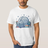 Smart Nerd Brain Reading Books Cute Bookworm Tシャツ (正面)