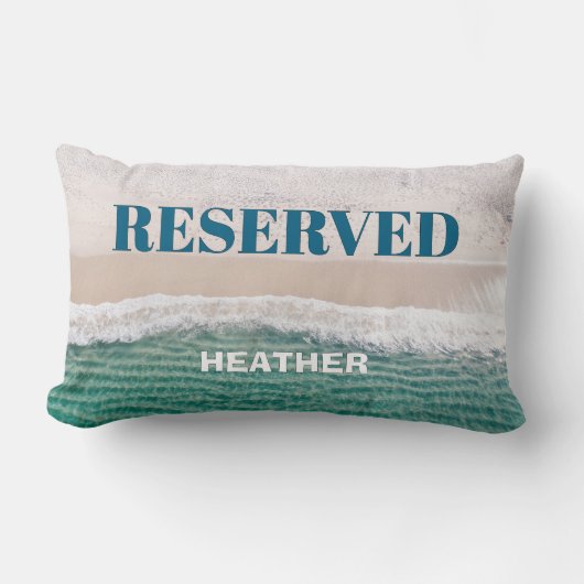 SMART! 🏖️ Personalized "Reserved" Beach Pillow   ランバークッション (正面)