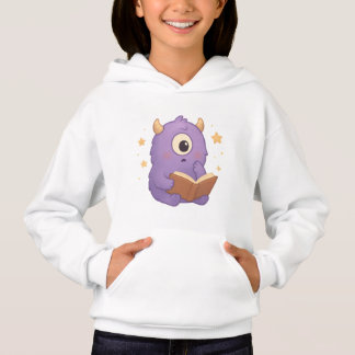 Smart Reading Monster Kids Hoodie — Purple Book 
