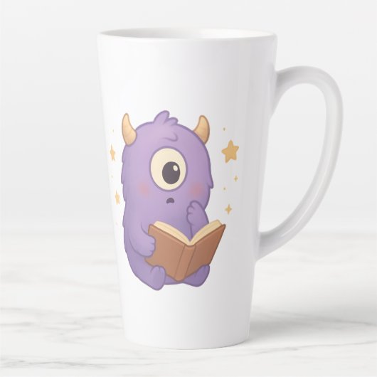 Smart Reading Monster Kids Mug — Purple Study カフェラテマグ (右)