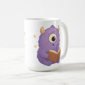 Smart Reading Monster Kids Mug — Purple Study コーヒーマグカップ (正面右)