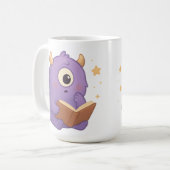 Smart Reading Monster Kids Mug — Purple Study コーヒーマグカップ (正面左)