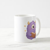 Smart Reading Monster Kids Mug — Purple Study コーヒーマグカップ (正面右)
