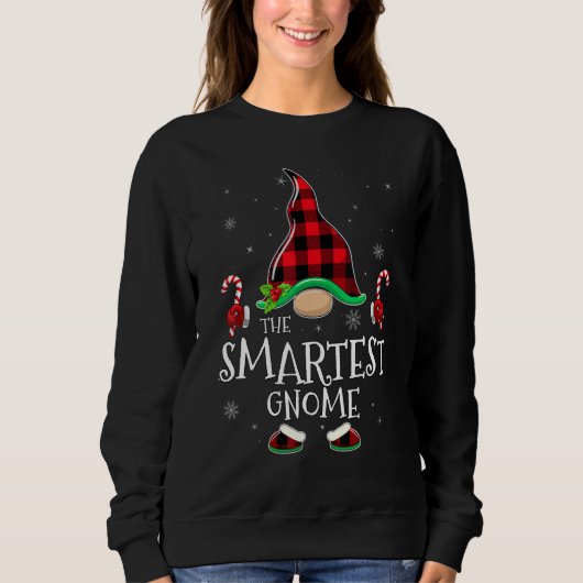 Smartest Gnome Buffalo Plaid Matching Family Chris スウェットシャツ (正面)