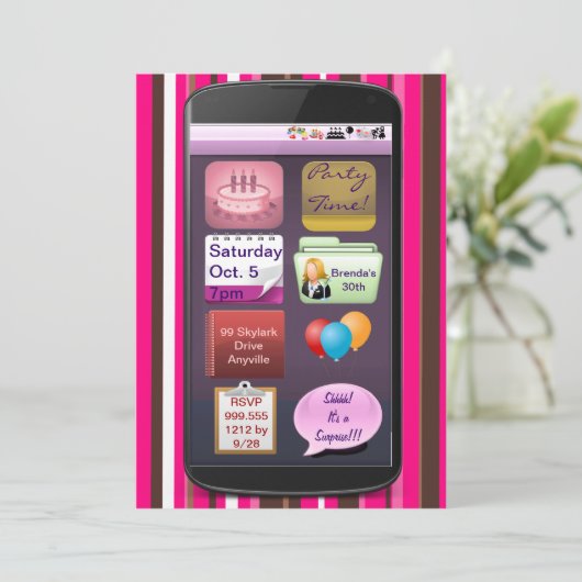 SmartPhoneのバースデーパーティ招待状 招待状 (スタンド正面)