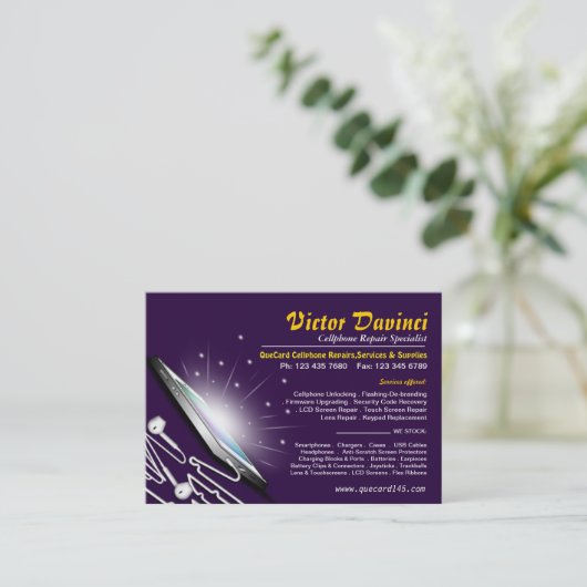 Smartphoneの鍵が開くか、または修理またはサービス業カード 名刺 (スタンド正面)