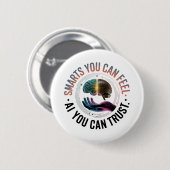 Smarts You Can 感じ - AI Brain Futuristicデザイン 缶バッジ (正面&裏面)