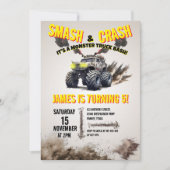SMASH & モダンCRASHモンスタートラック誕生日パーティー 招待状 (正面)
