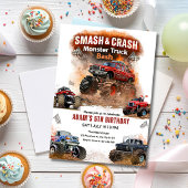 Smash & Crash Monster Truck Bash Birthday Boys Car 招待状