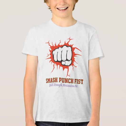 Smash Punch Fist – Bold Strength Motivation Art トライブレンドＴシャツ (正面)